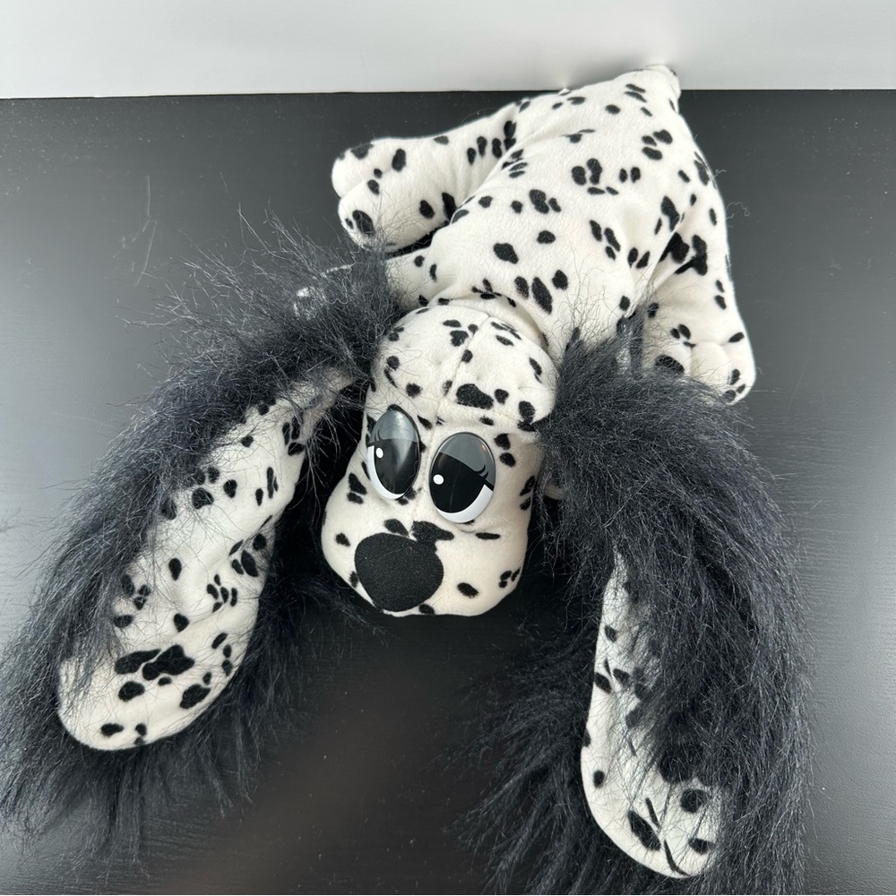 Vintage 1995 Pound Puppies Dalmation Black and White Black Fuzzy Ears 12” RARE